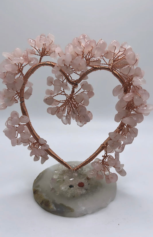 Rose Quartz Heart Tree