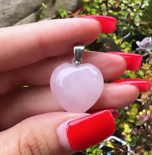 Rose Quartz small heart pendant